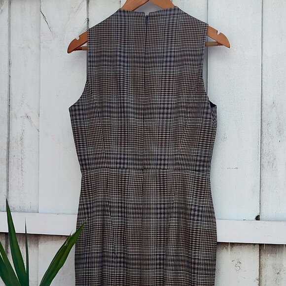 Antonio Milani, Cocktail Midi Sheath Dress, Plaid, Size 6 - Picture 3 of 9